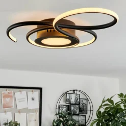 hofstein Plafonnier Olok LED Noir, 1 lumière, Télécommandes