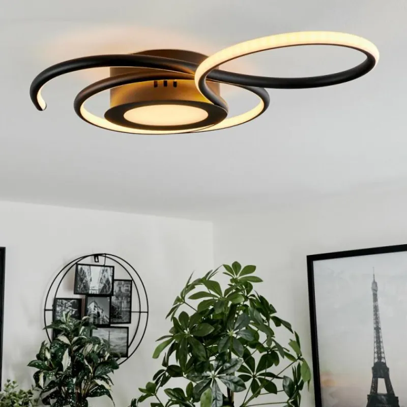 hofstein Plafonnier Olok LED Noir, 1 lumière, Télécommandes