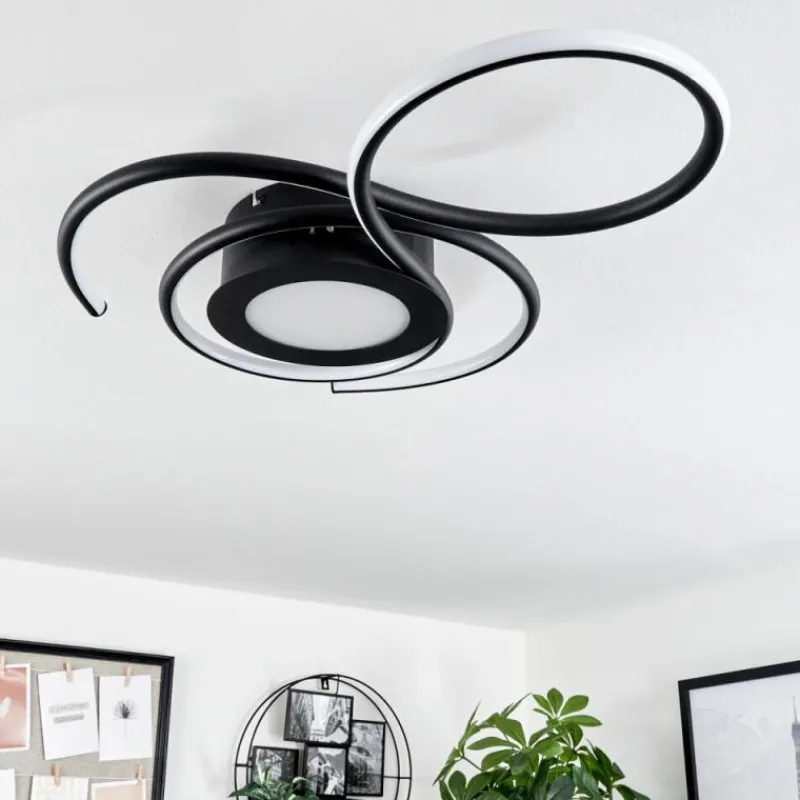 hofstein Plafonnier Olok LED Noir, 1 lumière, Télécommandes