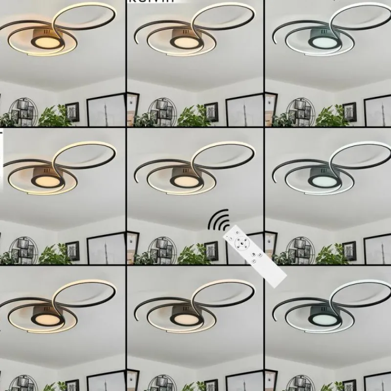 hofstein Plafonnier Olok LED Noir, 1 lumière, Télécommandes