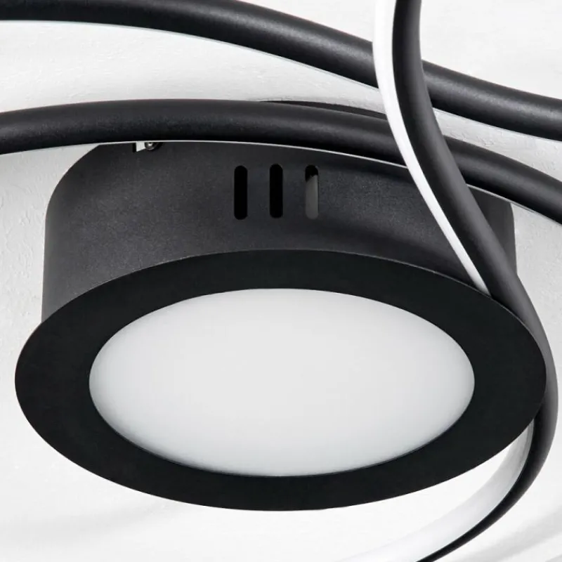 hofstein Plafonnier Olok LED Noir, 1 lumière, Télécommandes