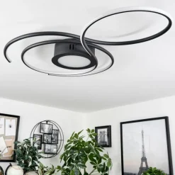 hofstein Plafonnier Olok LED Noir, 1 lumière, Télécommandes