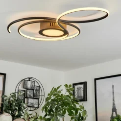 hofstein Plafonnier Olok LED Noir, 1 lumière, Télécommandes