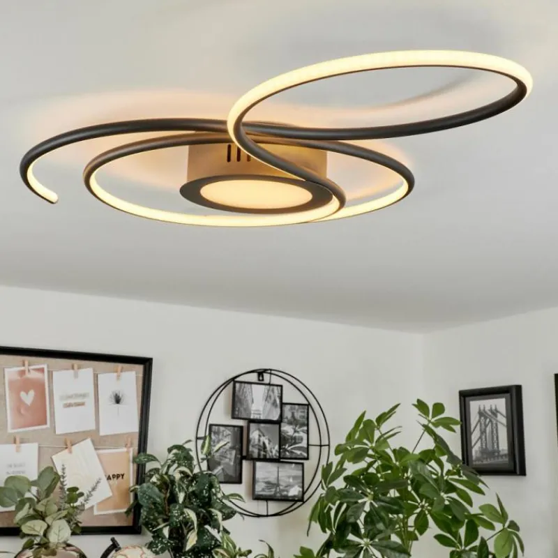 hofstein Plafonnier Olok LED Noir, 1 lumière, Télécommandes