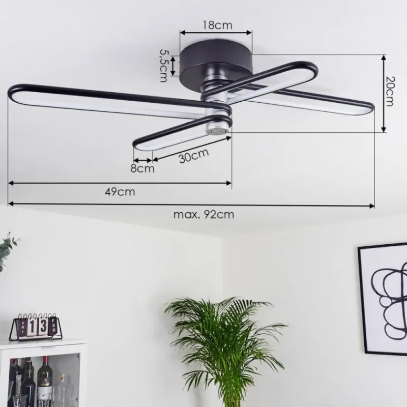 hofstein Plafonnier Olul LED Noir, Blanc, 2 lumières