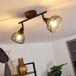 Lampes Industrielles-hofstein Plafonnier Omba Bois foncé, Noir, 2 lumières