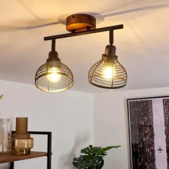 Lampes Industrielles-hofstein Plafonnier Omba Bois foncé, Noir, 2 lumières