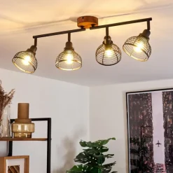 Lampes Industrielles-hofstein Plafonnier Omba Bois foncé, Noir, 4 lumières