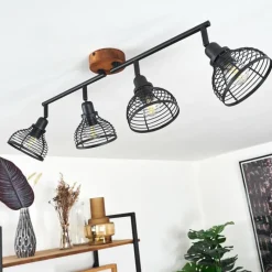 Lampes Industrielles-hofstein Plafonnier Omba Bois foncé, Noir, 4 lumières