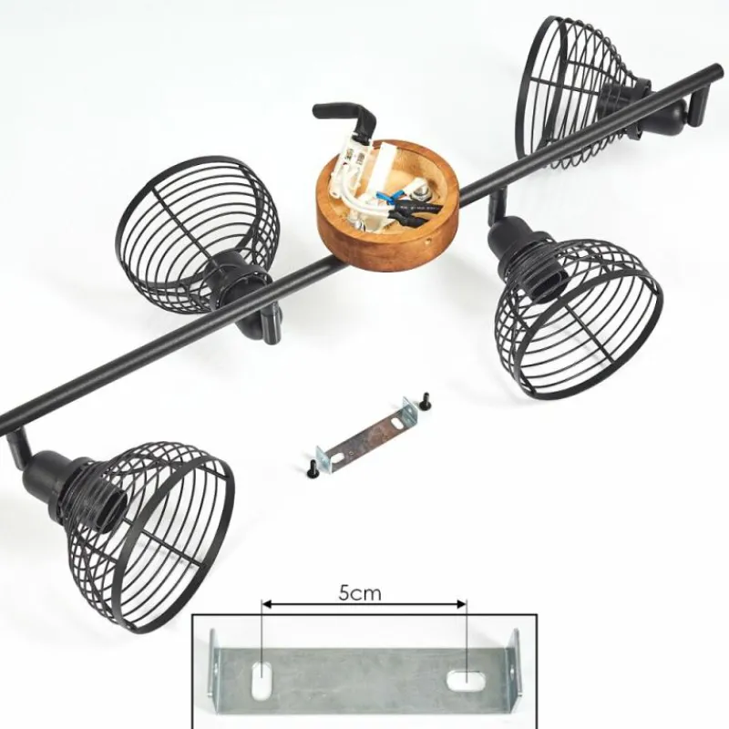 Lampes Industrielles-hofstein Plafonnier Omba Bois foncé, Noir, 4 lumières