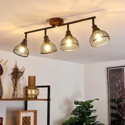 Lampes Industrielles-hofstein Plafonnier Omba Bois foncé, Noir, 4 lumières