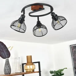 Lampes Vintages & Rétros-hofstein Plafonnier Omba Bois foncé, Noir, 3 lumières