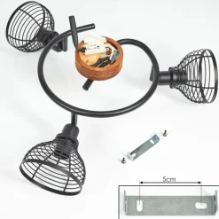 Lampes Vintages & Rétros-hofstein Plafonnier Omba Bois foncé, Noir, 3 lumières