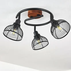 Lampes Vintages & Rétros-hofstein Plafonnier Omba Bois foncé, Noir, 3 lumières
