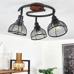 Lampes Vintages & Rétros-hofstein Plafonnier Omba Bois foncé, Noir, 3 lumières