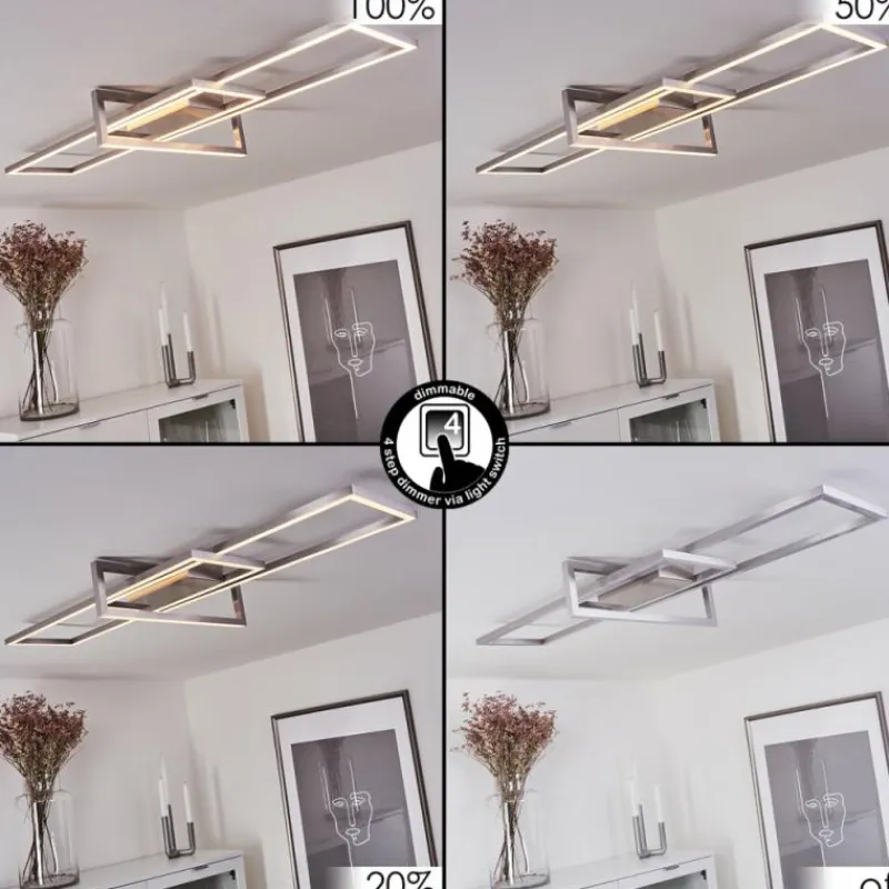 hofstein Plafonnier Omega LED Nickel mat, 1 lumière