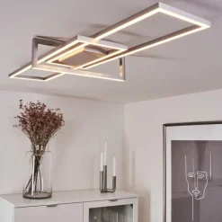 hofstein Plafonnier Omega LED Nickel mat, 1 lumière