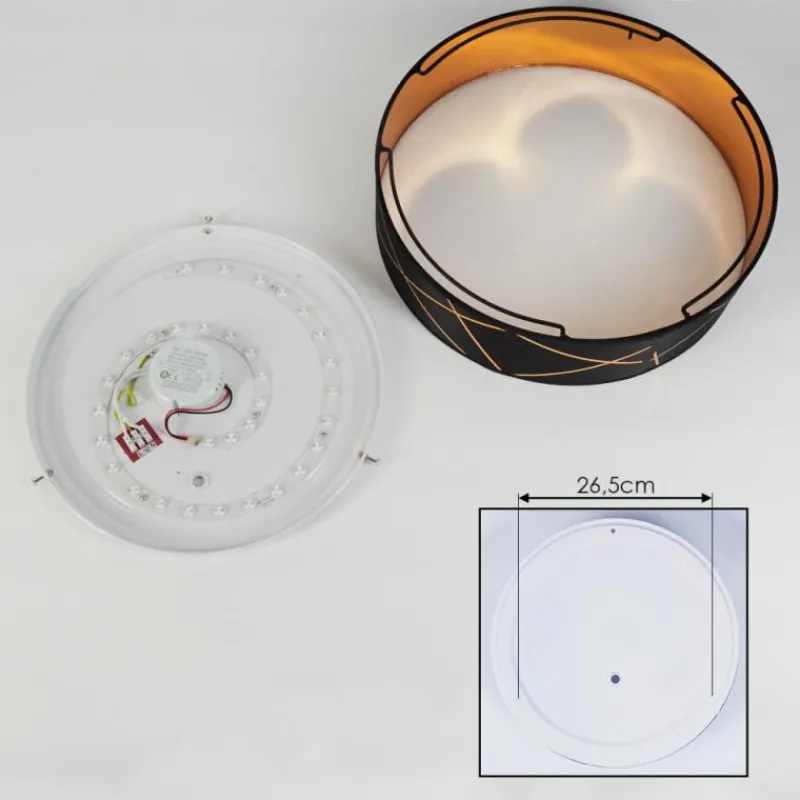 Lampes Dorées-hofstein Plafonnier Opatija LED Or, Noir, Blanc, 1 lumière