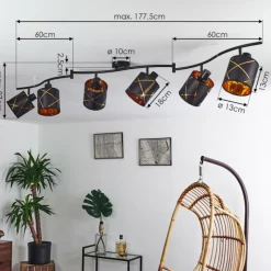 Lampes En Tissu-hofstein Plafonnier Opatija Noir, 6 lumières