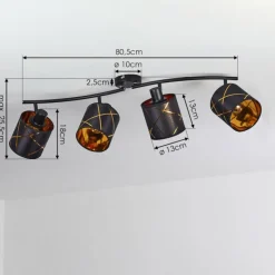 Lampes Dorées-hofstein Plafonnier Opatija Noir, 4 lumières