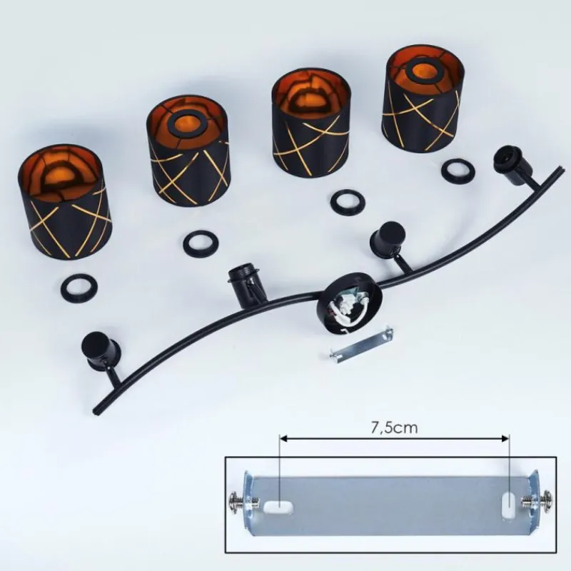 Lampes Dorées-hofstein Plafonnier Opatija Noir, 4 lumières