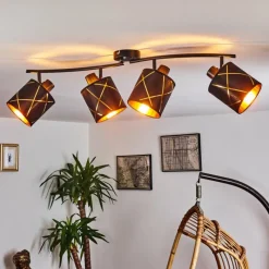 Lampes Dorées-hofstein Plafonnier Opatija Noir, 4 lumières