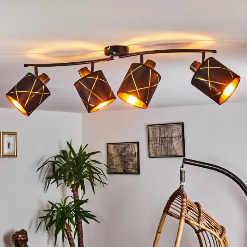 Lampes Dorées-hofstein Plafonnier Opatija Noir, 4 lumières