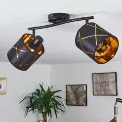 Lampes En Tissu-hofstein Plafonnier Opatija Noir, 2 lumières