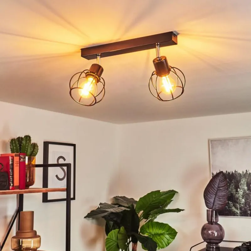 hofstein Plafonnier Orkanger Chrome, Noir, 2 lumières