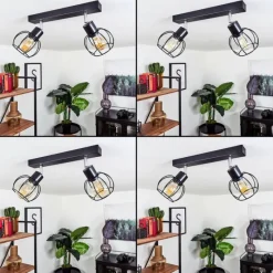 hofstein Plafonnier Orkanger Chrome, Noir, 2 lumières