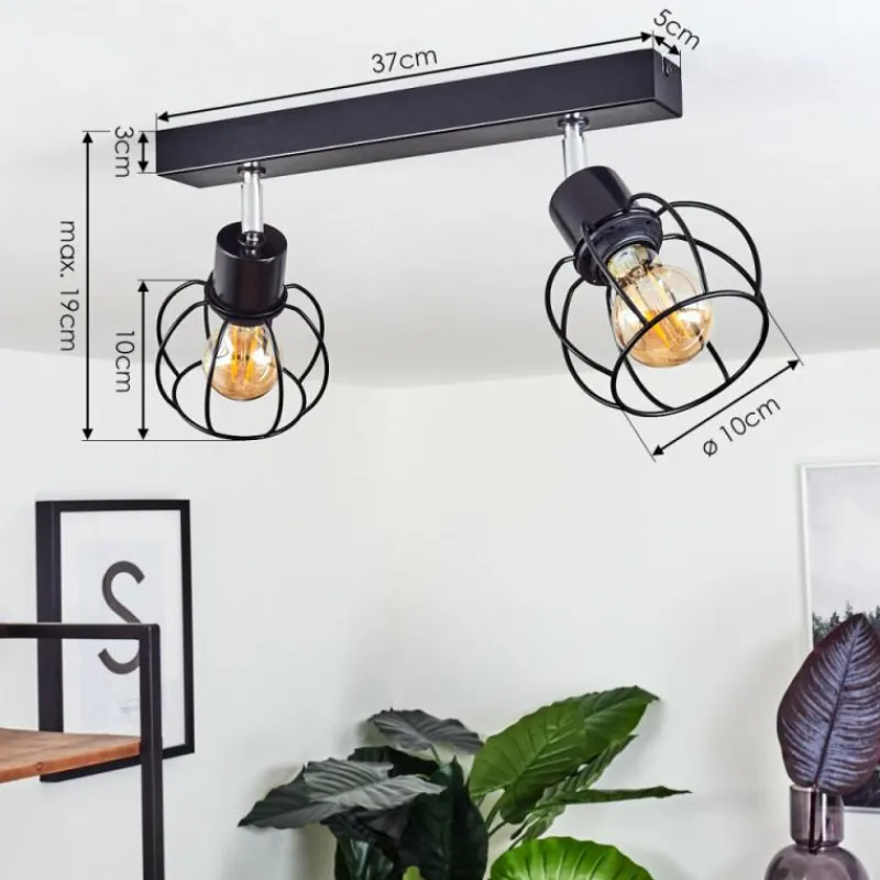 hofstein Plafonnier Orkanger Chrome, Noir, 2 lumières