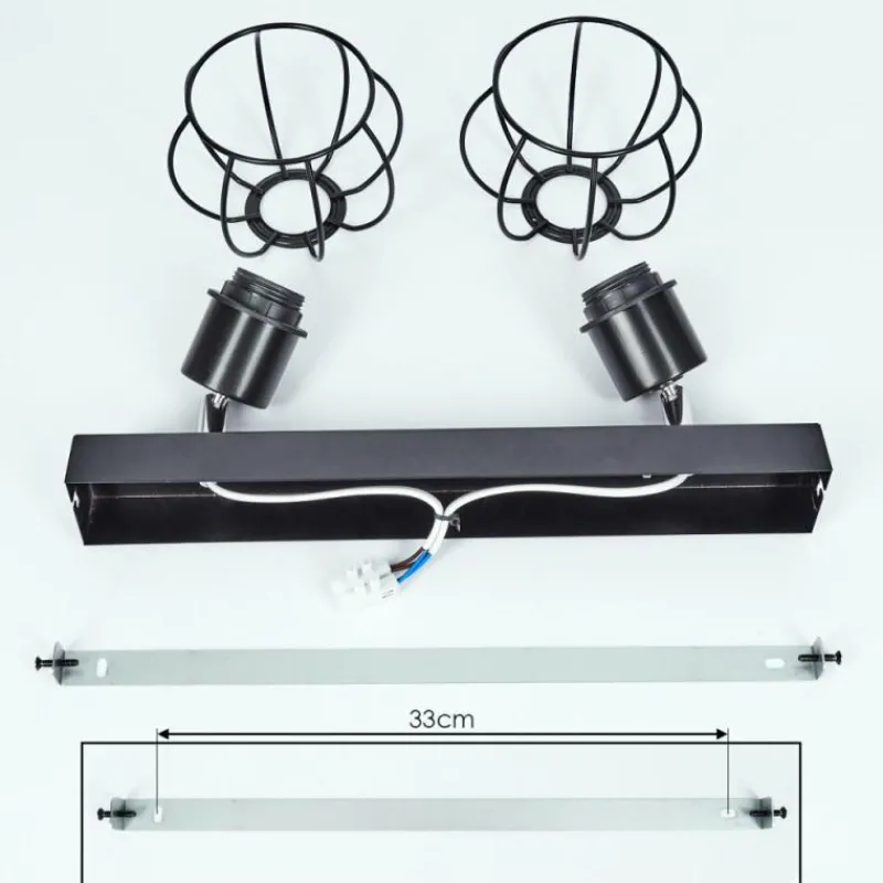 hofstein Plafonnier Orkanger Chrome, Noir, 2 lumières