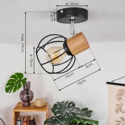 Lampes Vintages & Rétros-hofstein Plafonnier Orkanger Chrome, Noir, 1 lumière