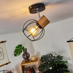 Lampes Vintages & Rétros-hofstein Plafonnier Orkanger Chrome, Noir, 1 lumière