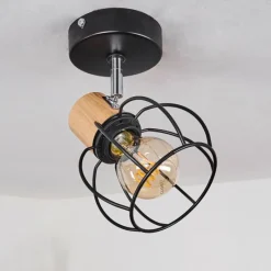 Lampes Vintages & Rétros-hofstein Plafonnier Orkanger Chrome, Noir, 1 lumière