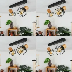 Lampes Vintages & Rétros-hofstein Plafonnier Orkanger Chrome, Écru, Noir, 2 lumières