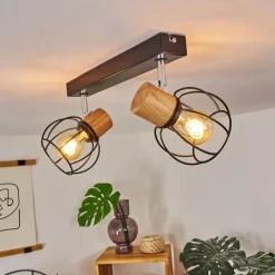 Lampes Vintages & Rétros-hofstein Plafonnier Orkanger Chrome, Écru, Noir, 2 lumières