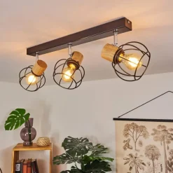 Lampes Vintages & Rétros-hofstein Plafonnier Orkanger Chrome, Écru, Noir, 3 lumières