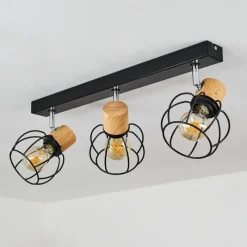 Lampes Vintages & Rétros-hofstein Plafonnier Orkanger Chrome, Écru, Noir, 3 lumières