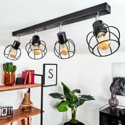 hofstein Plafonnier Orkanger Noir, 4 lumières* Spots Et Projecteurs