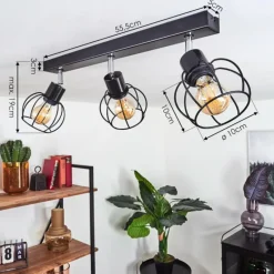 hofstein Plafonnier Orkanger Noir, 3 lumières* Spots Et Projecteurs