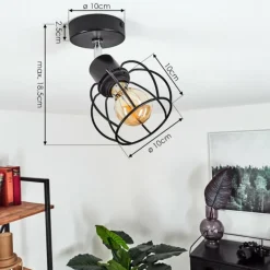 hofstein Plafonnier Orkanger Noir, 1 lumière* Spots Et Projecteurs