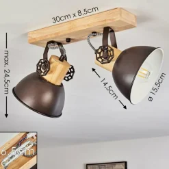 hofstein Plafonnier Orny Anthracite, Bois clair, 2 lumières