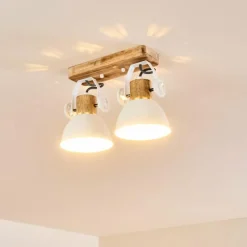 Lampes Vintages & Rétros-hofstein Plafonnier Orny Blanc, 2 lumières