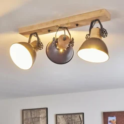 Lampes Vintages & Rétros-hofstein Plafonnier Orny Bois clair, 3 lumières