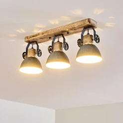 Lampes Vintages & Rétros-hofstein Plafonnier Orny Bois clair, 3 lumières