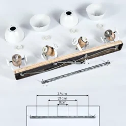 Lampes Industrielles-hofstein Plafonnier Orny Bois clair, Blanc, 4 lumières