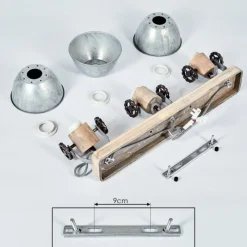 Lampes Industrielles-hofstein Plafonnier Orny Bois clair, Argenté, 3 lumières