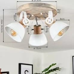 Lampes Industrielles-hofstein Plafonnier Orny Bois clair, Blanc, 3 lumières