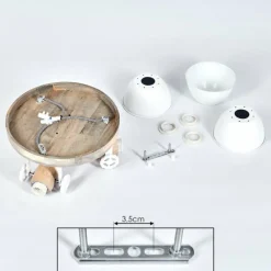 Lampes Industrielles-hofstein Plafonnier Orny Bois clair, Blanc, 3 lumières